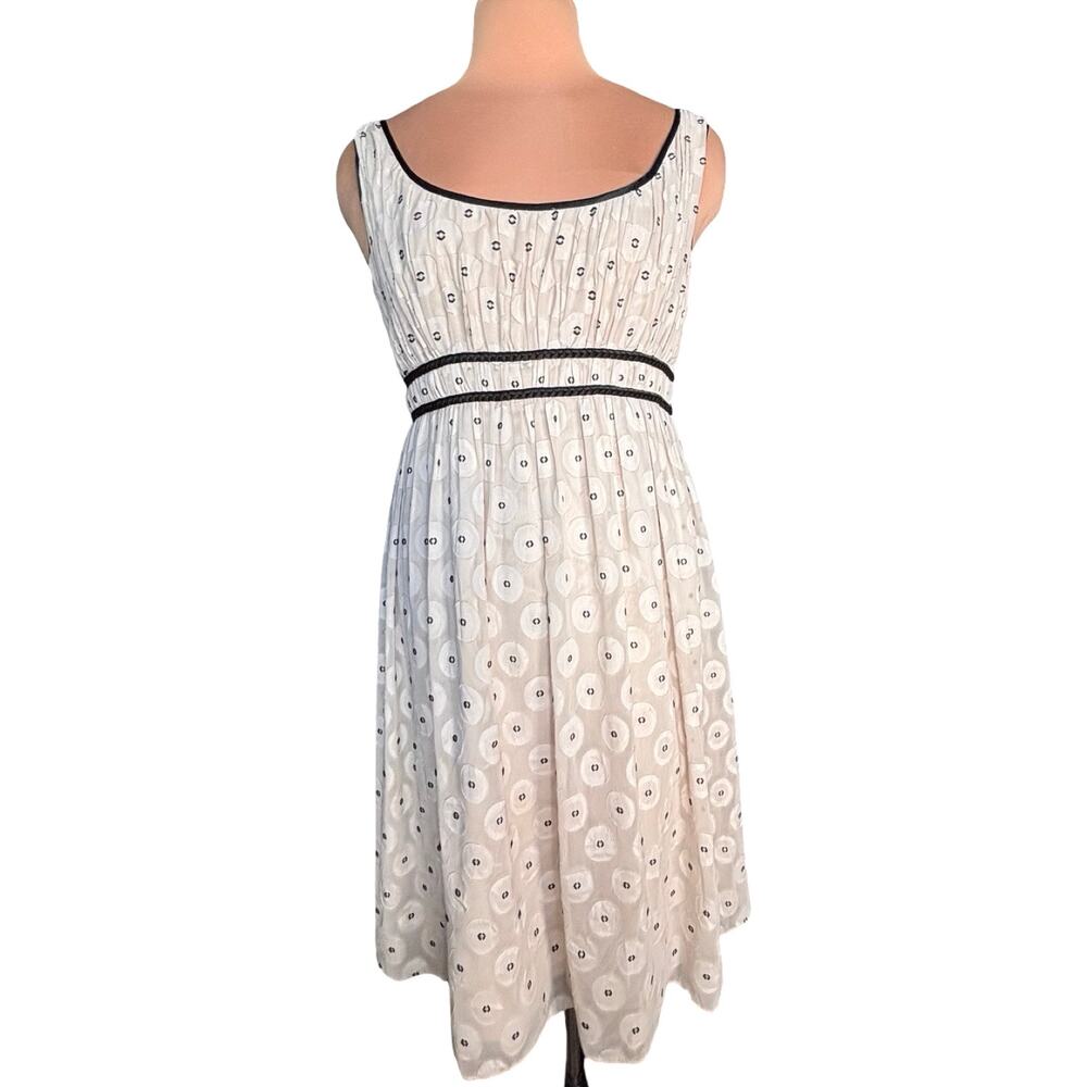 Adrianna Papell Ivory Black Abstract Floral Polka Dot Sleeveless Midi Dress 10